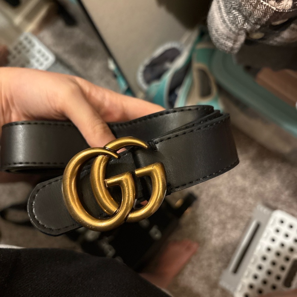 Gucci Black Belt with Gold GG Buckle
